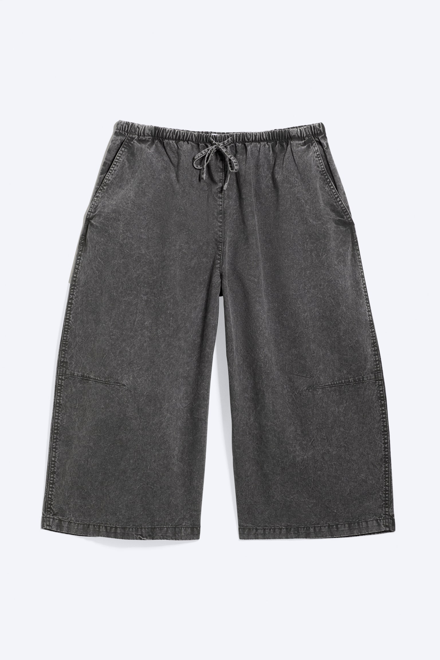 Pantaloni cropped larghi a vita bassa - Grigio scuro/Talpa scuro - 2