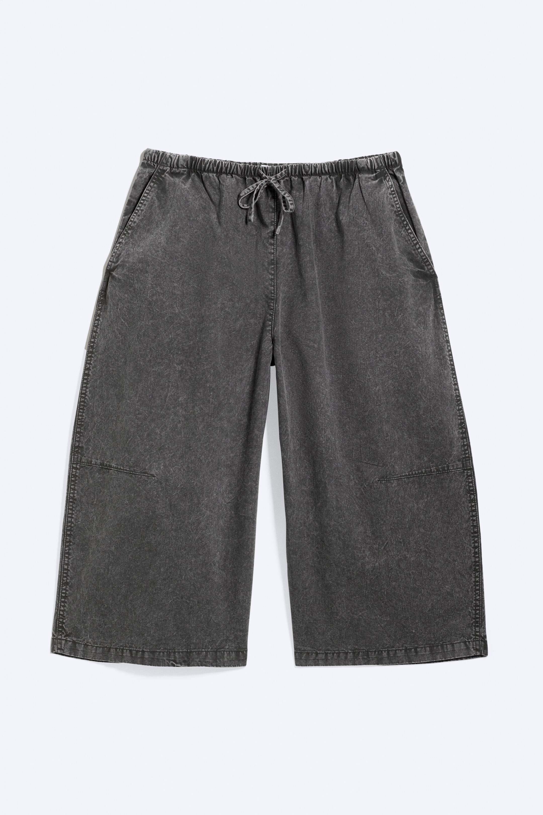 Dark Grey - Low Rise Loose Cropped Trousers - 1