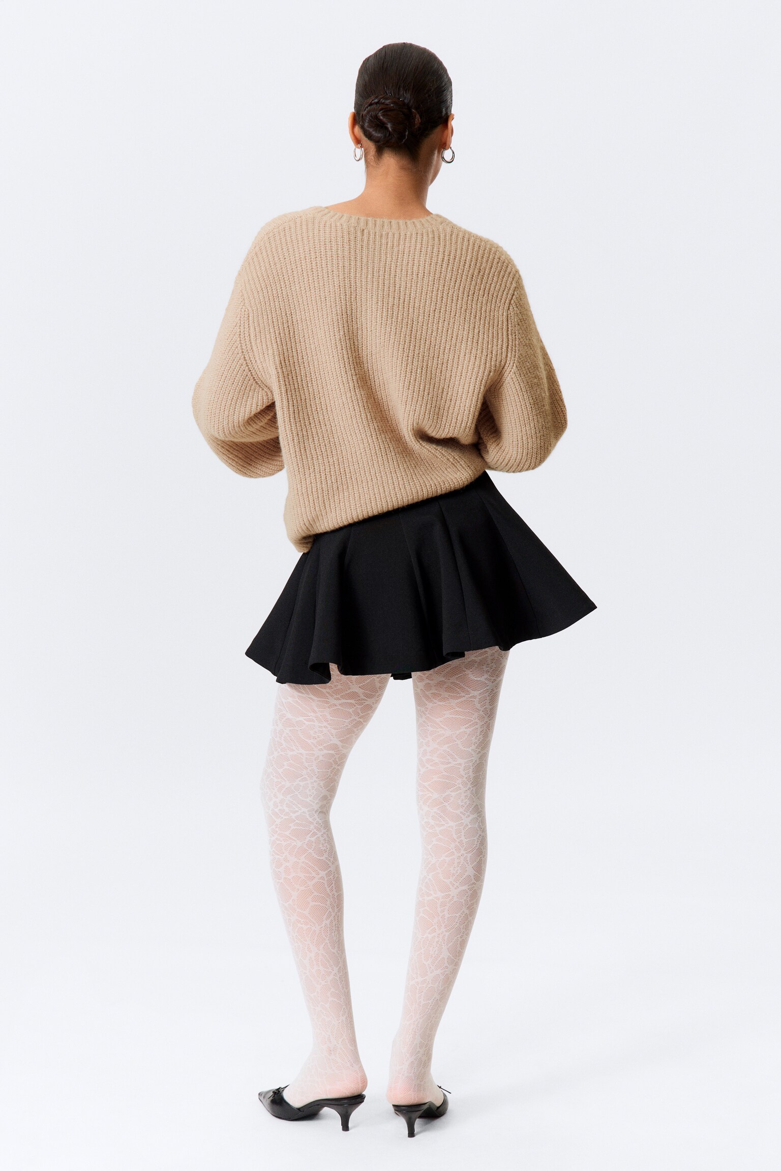 Mini-jupe tutu évasée - Noir/Beige - 4