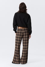 Donkerbruin geruit - Wijde flanellen pyjamabroek - 4