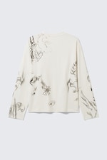 Weiß - Skizzenbuch - Kastiges Langarmshirt mit Grafikprint - 1