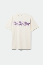 Cremeweiß - Oversized-T-Shirt mit Grafikprint - 0
