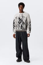 White - Black Graphic - Graphic Knitted Wool-Blend Sweater - 2