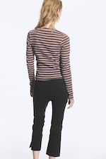 Braun/Blau/Pink gestreift - Enges, geripptes Longsleeve - 2