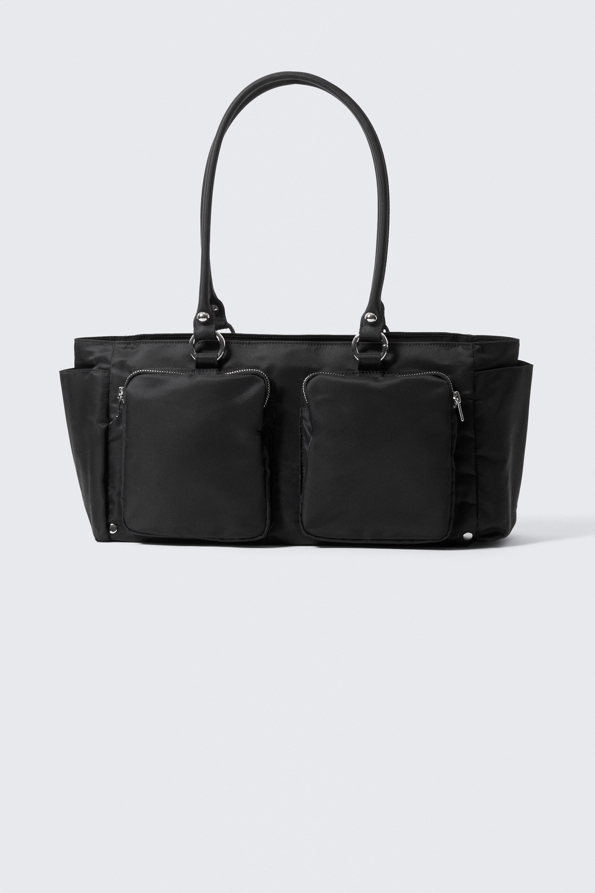 Black - Medium Shoulder Bag With Pockets - 1