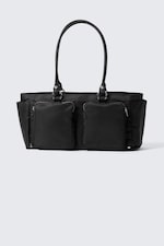 Black - Medium Shoulder Bag With Pockets - 1