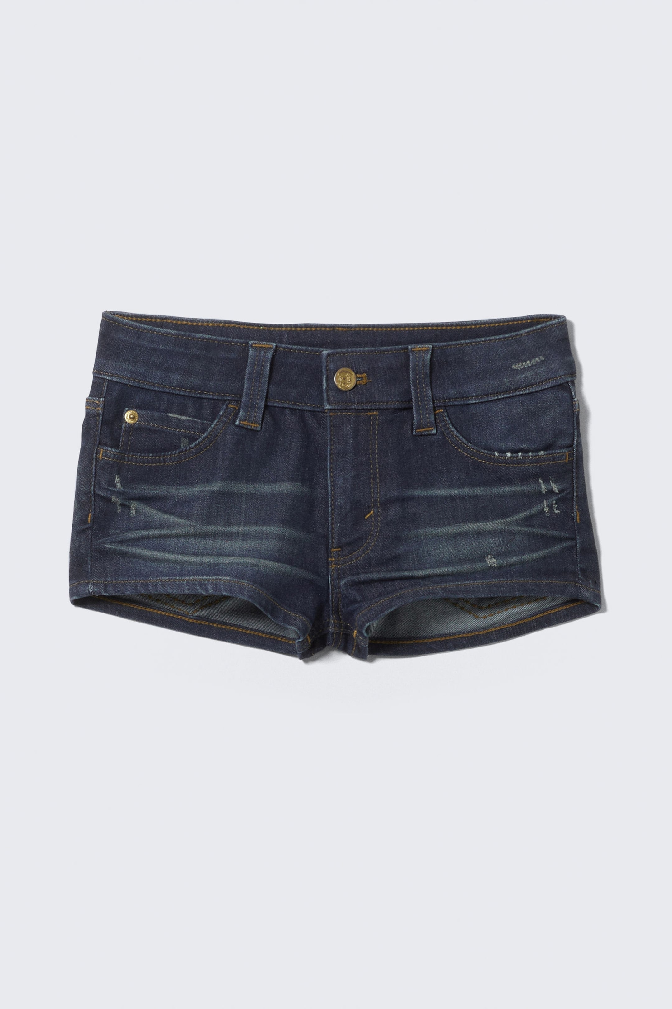 Dark Blue - Booty Bei Low Rise Mini Denim Shorts - 7