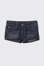 Dunkelblau - Booty Bei Low Waist Mini Denim Shorts - 0