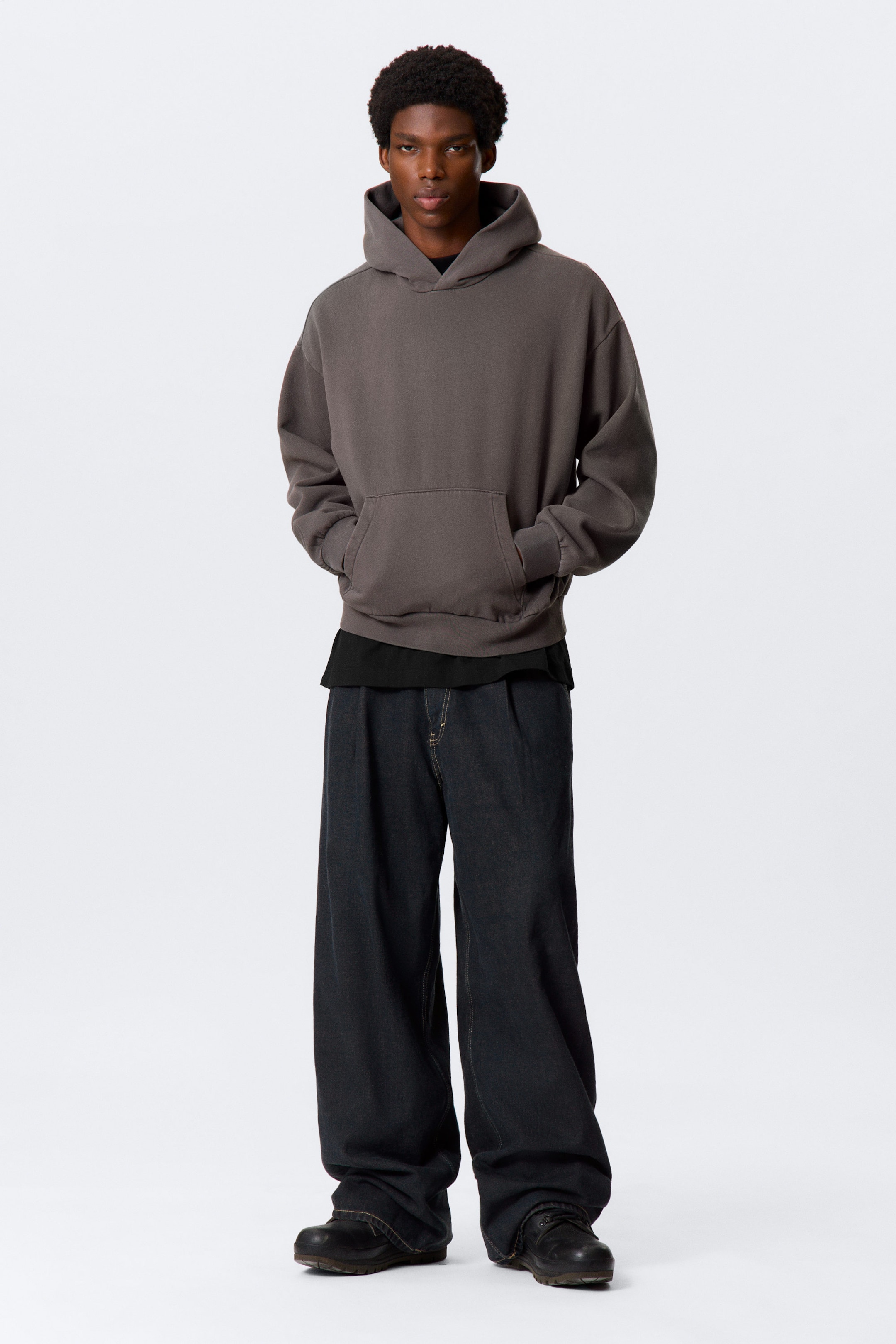 Washed Dark Brown - Loose Fit Hoodie - 2