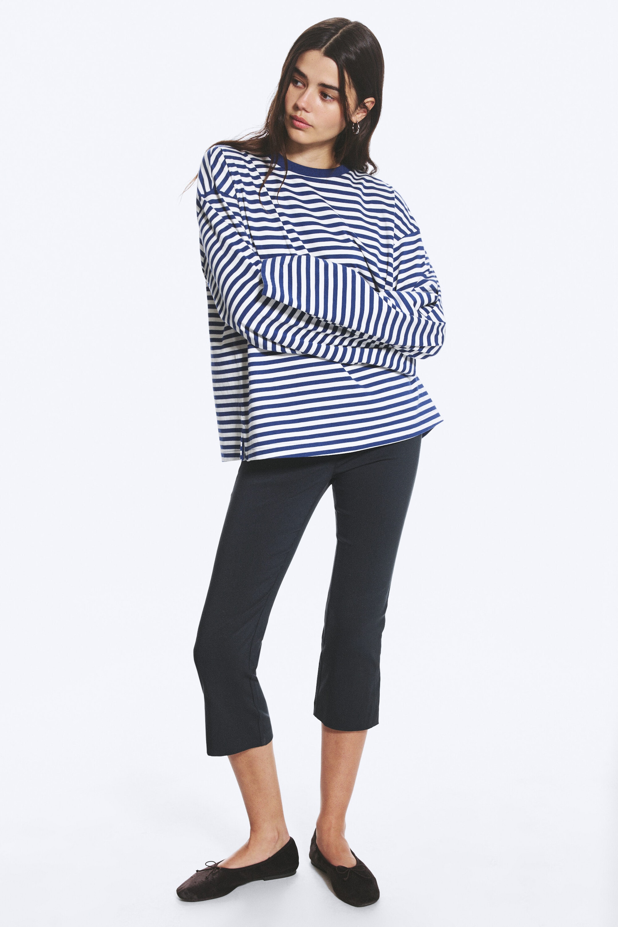 Gestreift in Weiß/Dunkelblau - Longsleeve-Shirt aus Baumwolle - 2