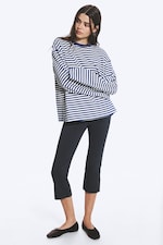 Gestreift in Weiß/Dunkelblau - Longsleeve-Shirt aus Baumwolle - 1