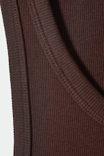 Brown - Close Dyed Ribbed Tank Top - 1