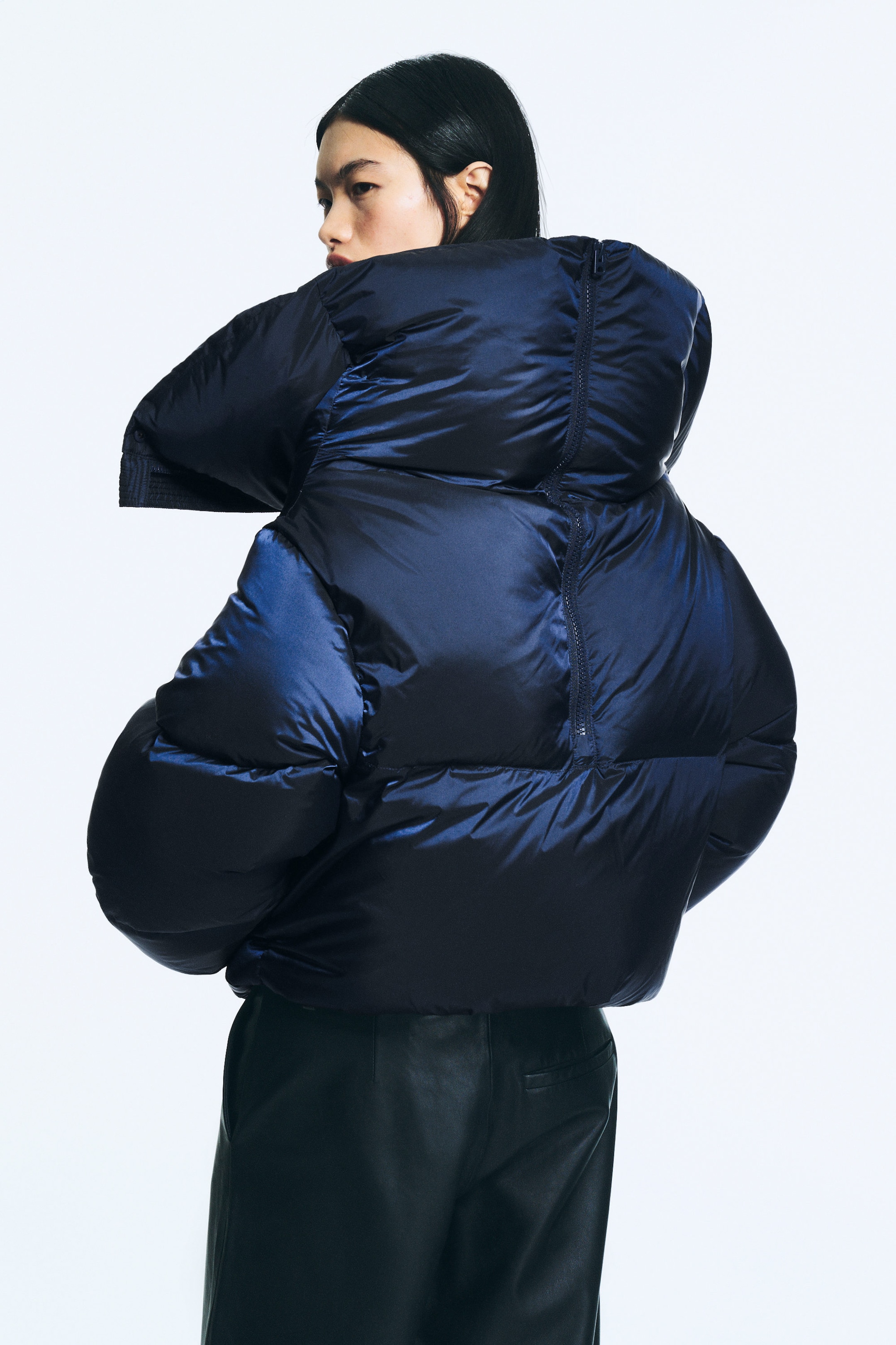 Bleu marine foncé - Doudoune courte à col montant - 3