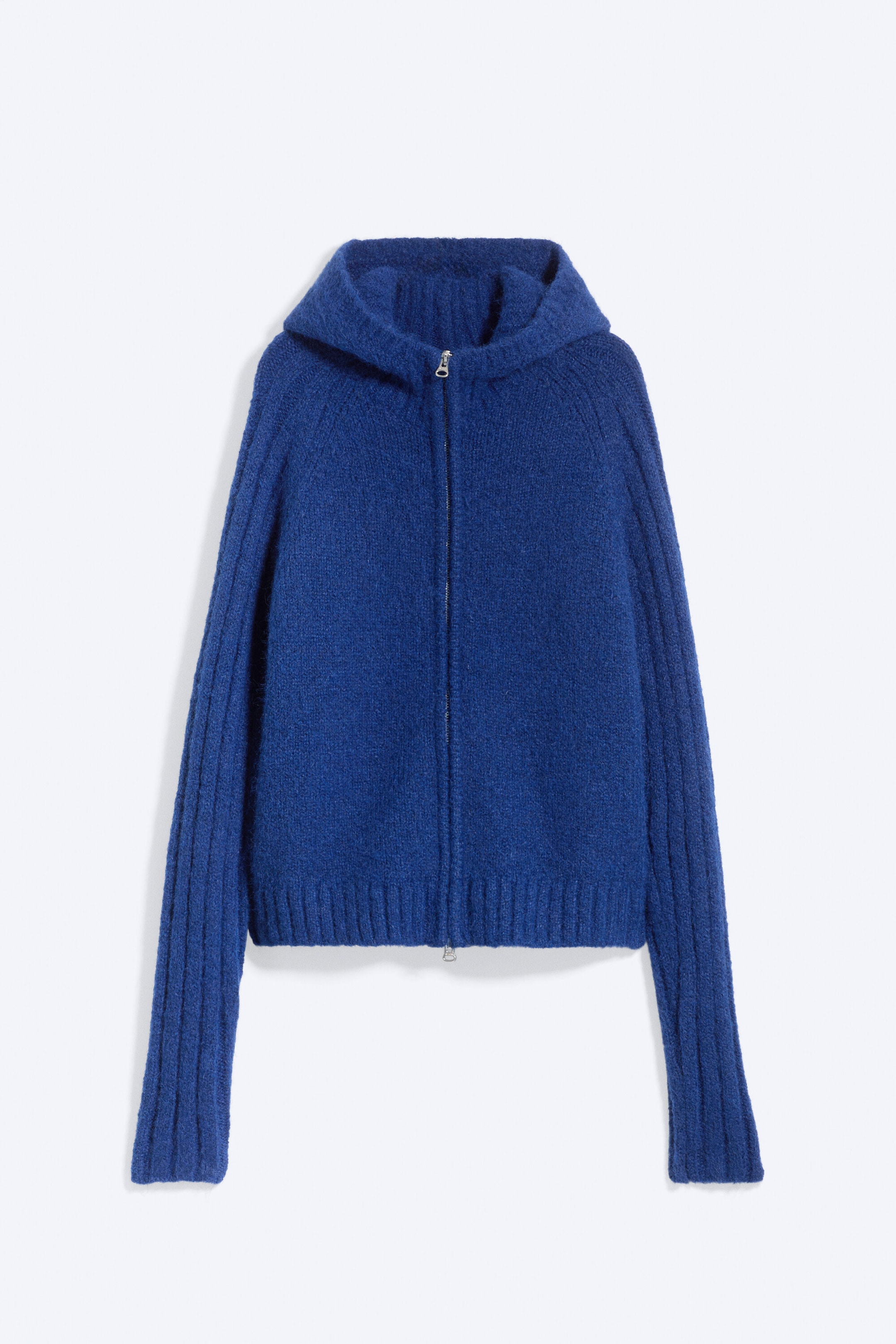 Blue Melange - Knitted zip hoodie - 0