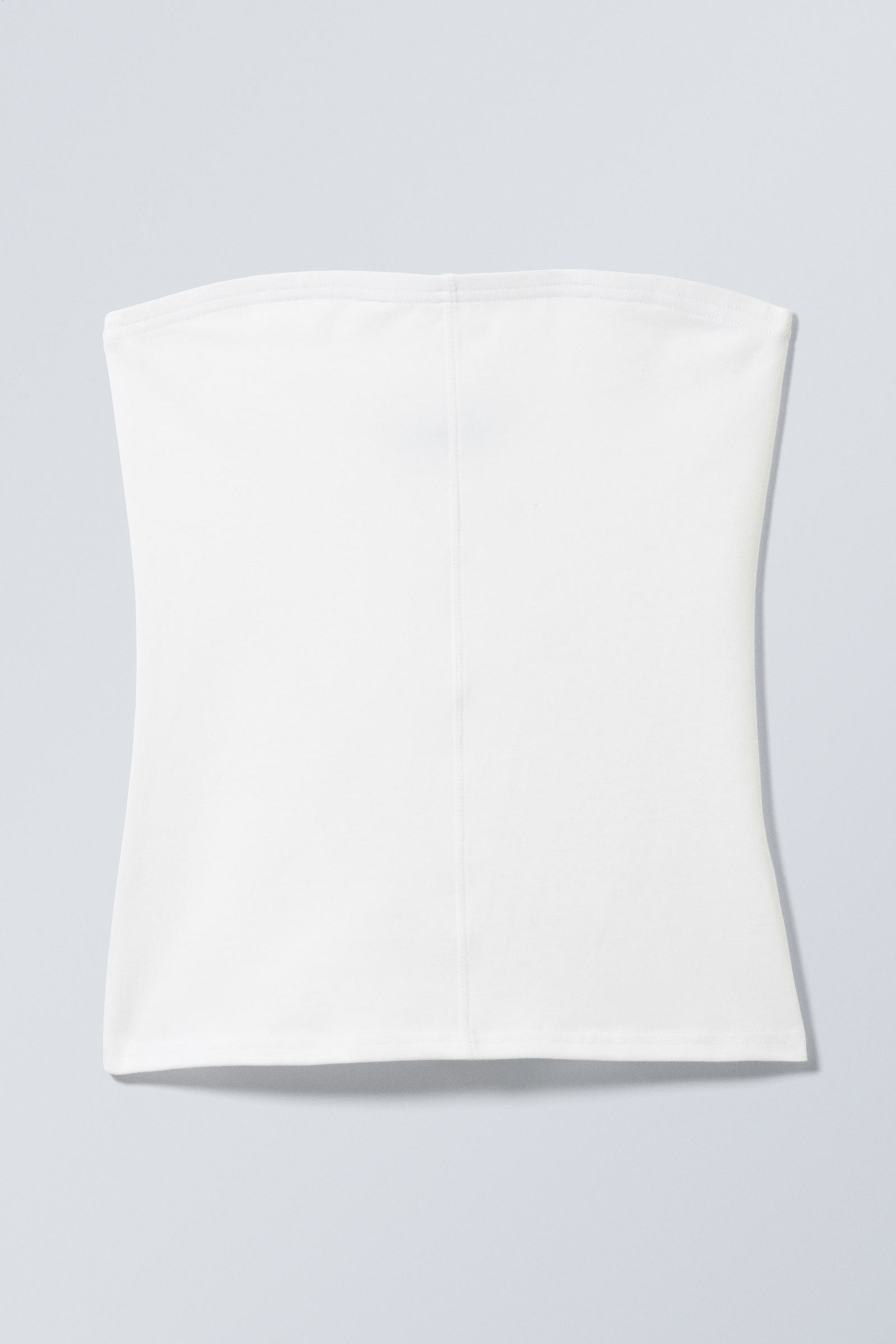 White - Fitted Cotton Tube Top - 1