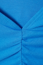 Bleu - Débardeur froncé à capuche - 1