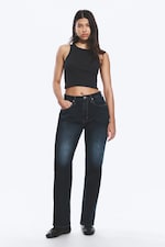 Angel Blue - Dark Blue - Resolute Curve High Waisted Regular Straight Jeans - 0