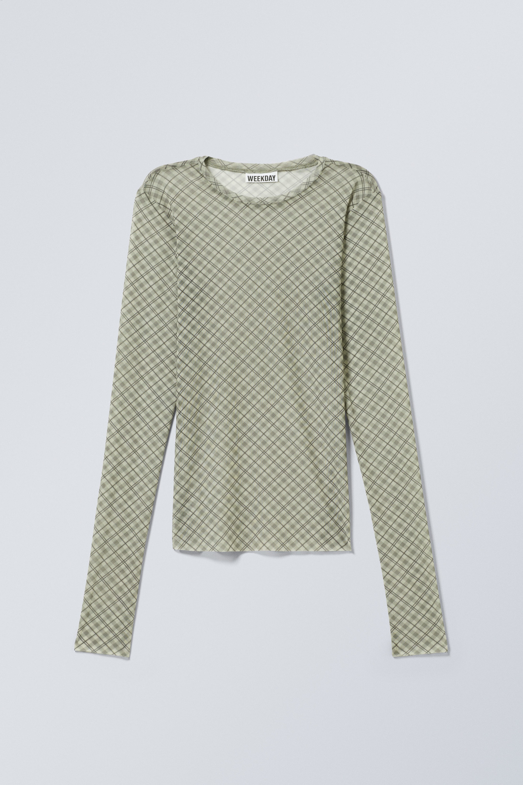 Medium Beige - Printed Long Sleeve Mesh Top - 0