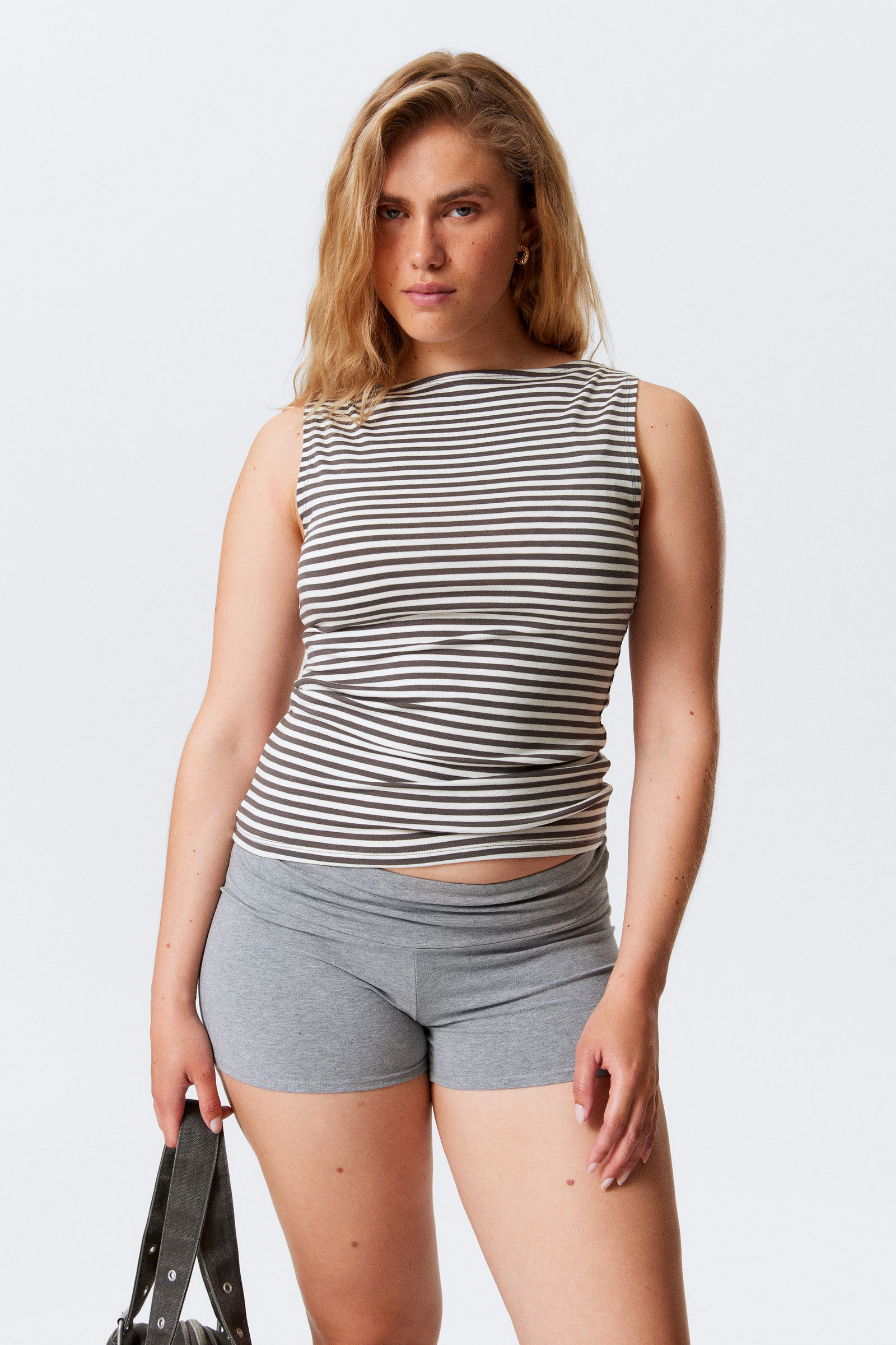 sleeveless boat-neck tie top - Light Dusty Turquoise