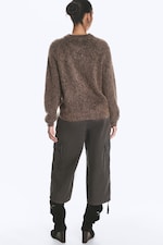 Dark Mole - Knitted V-neck Mohair-Blend Sweater - 2
