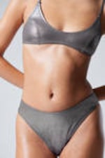 Grey Glitter - Scooped Glitter Bikini Bottoms - 1
