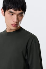Dark Green - Loose Boxy Long-Sleeved T-shirt - 2