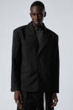 Black - Single-Breasted Relaxed Tailored Blazer - 0