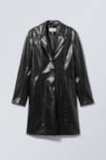 Black - Zoe Coated Faux Leather Coat - 0