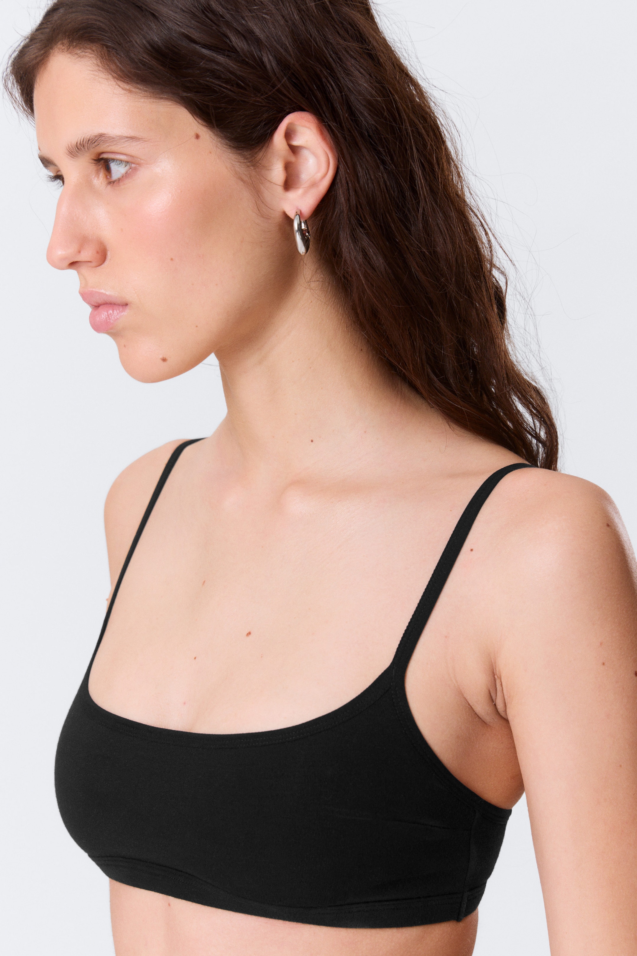 Black - Scooped Soft Cotton Bra - 2