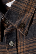 Checked Washed Navy/Orange - Washed Checked Button-Down Flannel Shirt - 5
