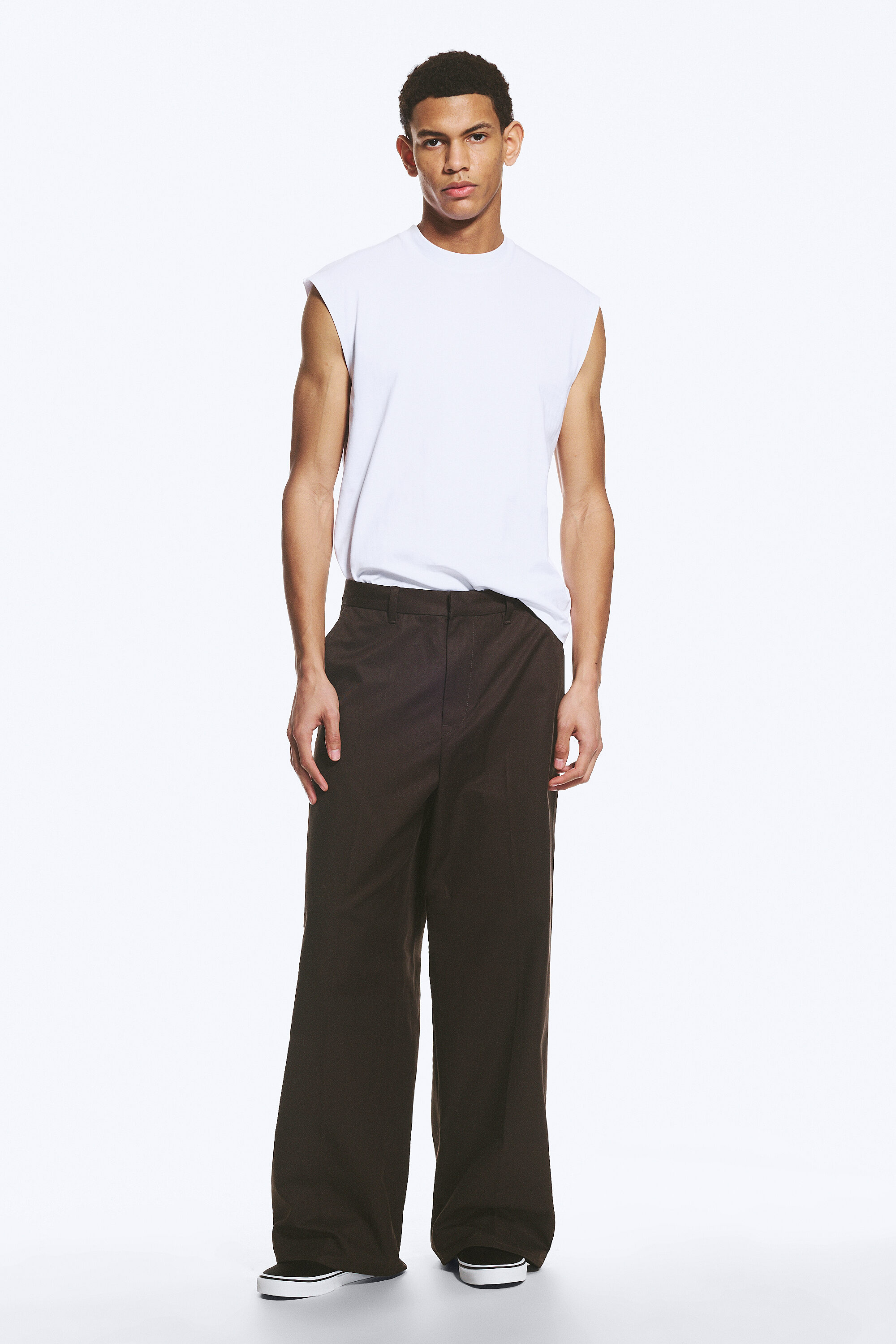 otis oversized pleated cotton twill chinos - Beige | Weekday DK