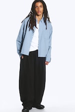 Bleu à carreaux - Chemise carrée décontractée en popeline - 1