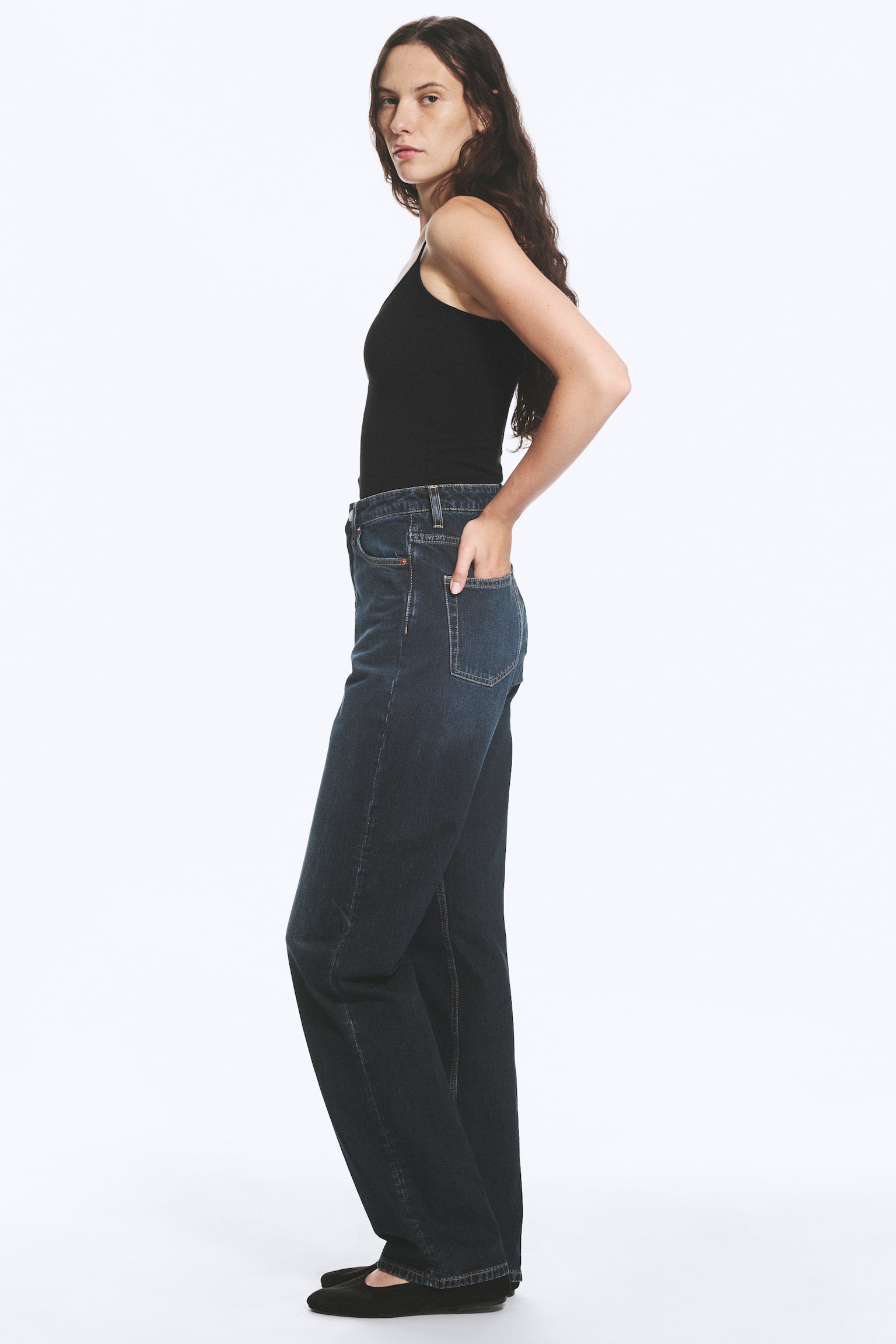 Jean droit standard taille très haute Rowe - Angel Blue - Bleu foncé/Echo Black - Noir - 1
