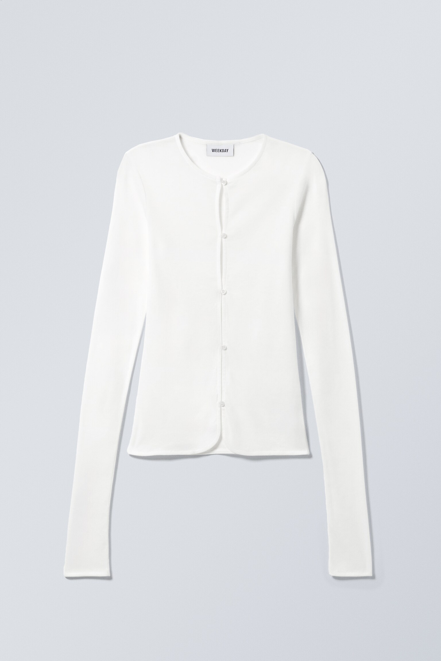 Enkeltspent slim-fit cardigan - Hvit/Svart/Lyseblå