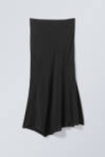 Zwart - Asymmetrische midi-rok - 0