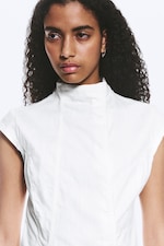 Blanc - Haut structuré asymétrique en coton - 2