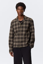 Checked Dark Brown - Relaxed Flannel Pyjama Shirt - 2