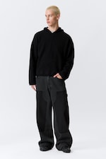 Noir - Sweat à capuche en maille décontracté - 2