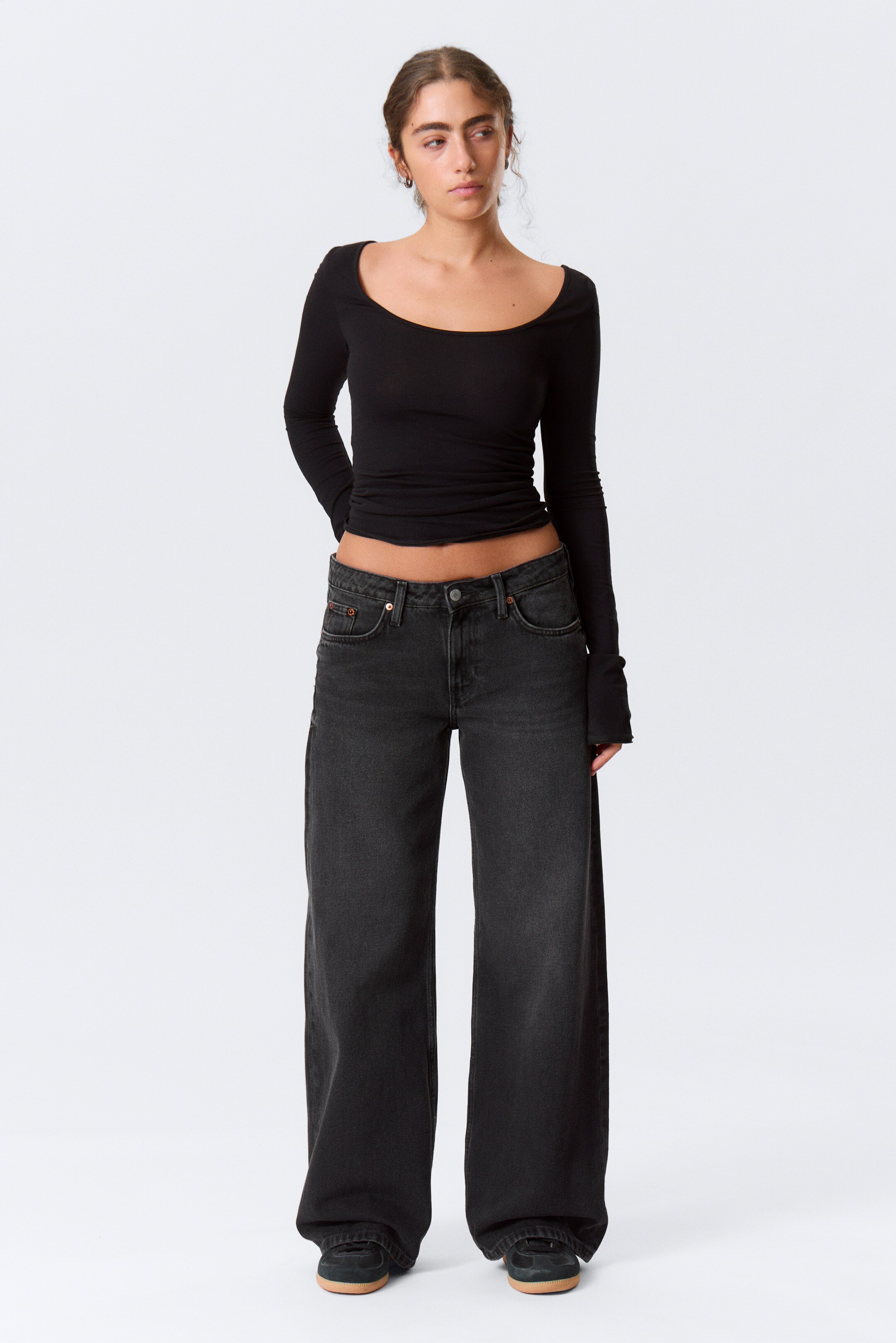 Zobacz większy obraz: Imoo Low Rise Loose Wide Leg Jeans - Washed Black - ONA | H&M PL 2
