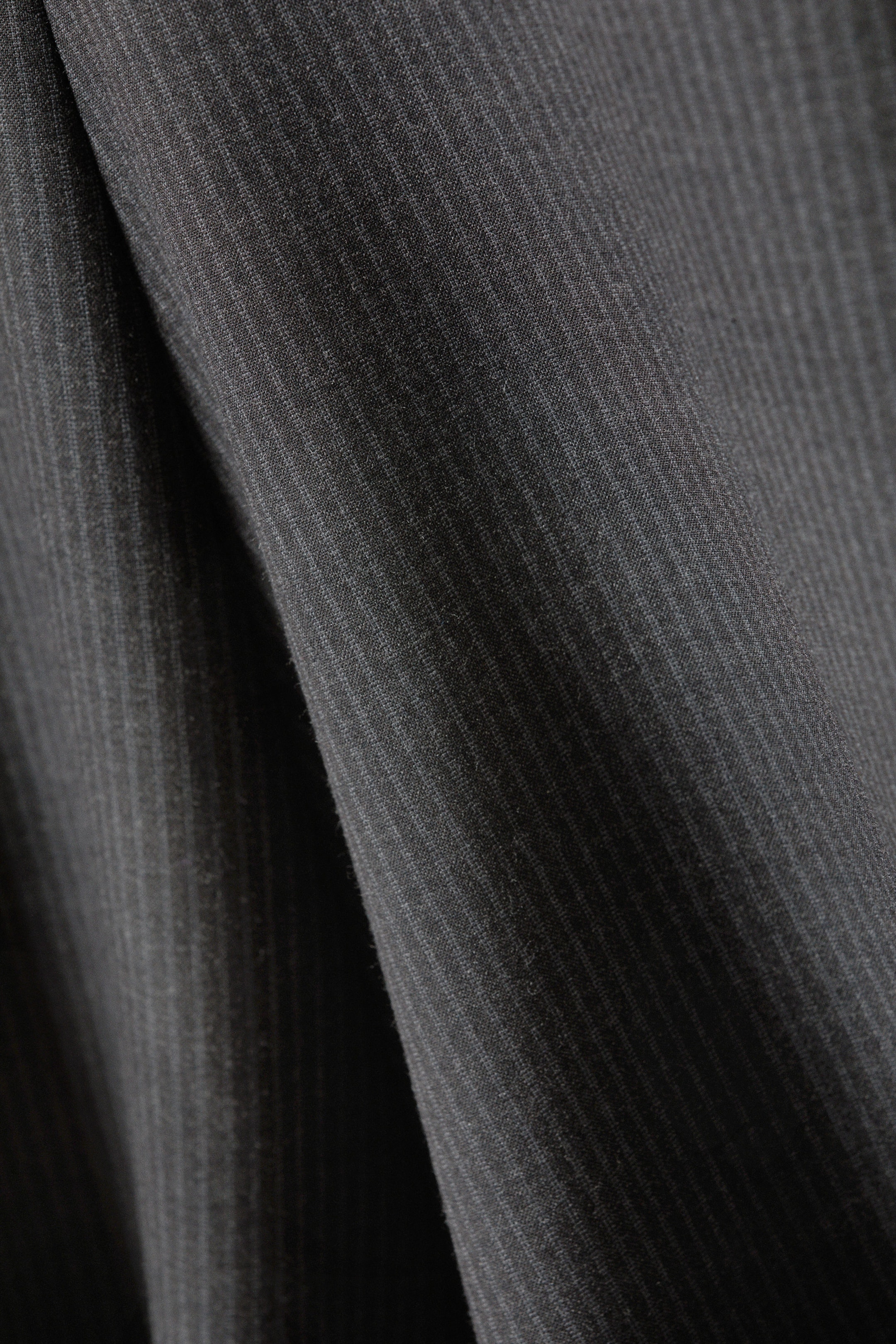 Striped Dark Grey - Midi Slim Volume Skirt - 5