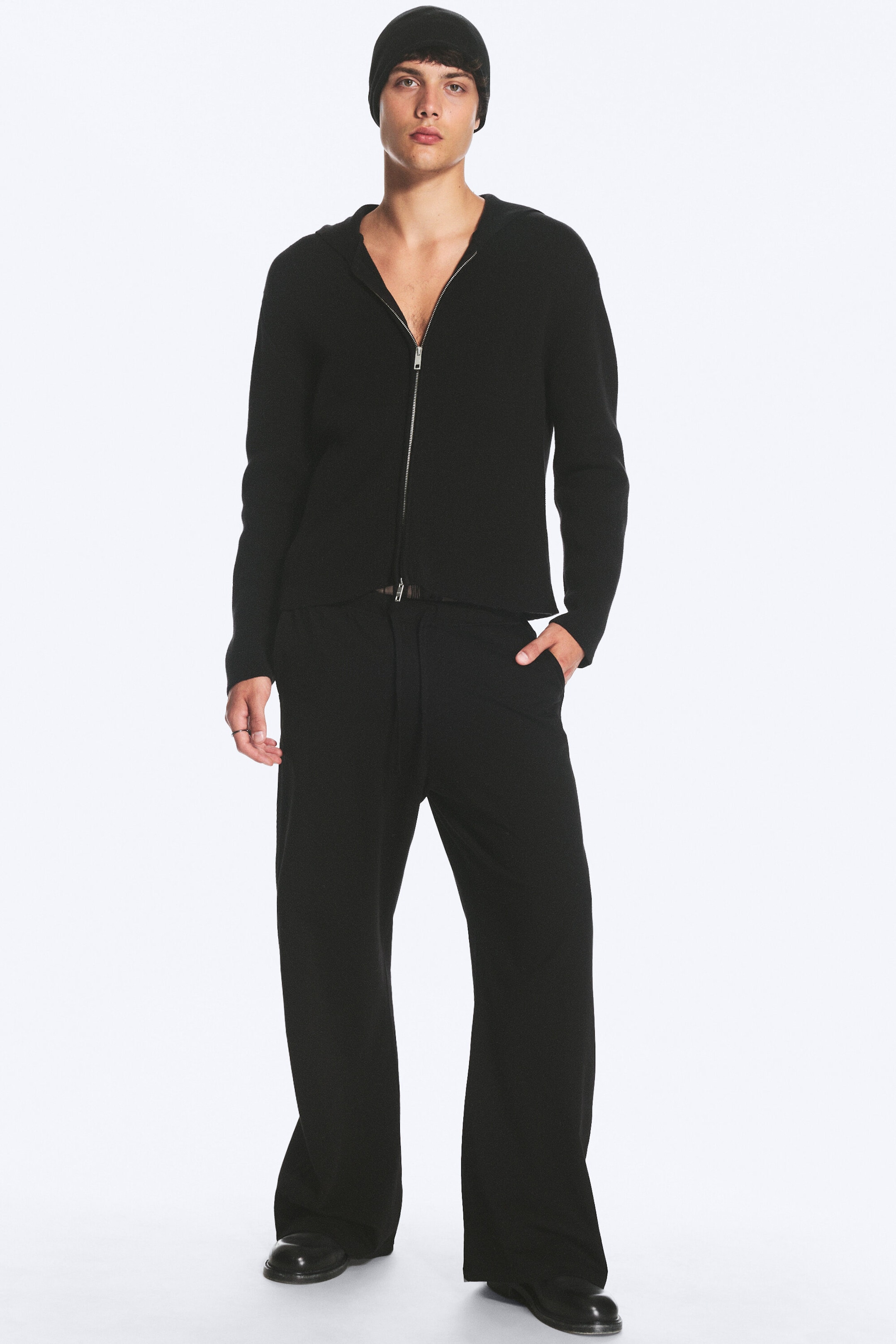 Noir - Pantalon lounge large en coton - 2