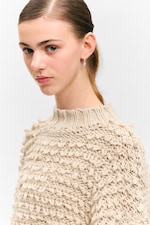 Beige - Textured Loop Knit Sweater - 2