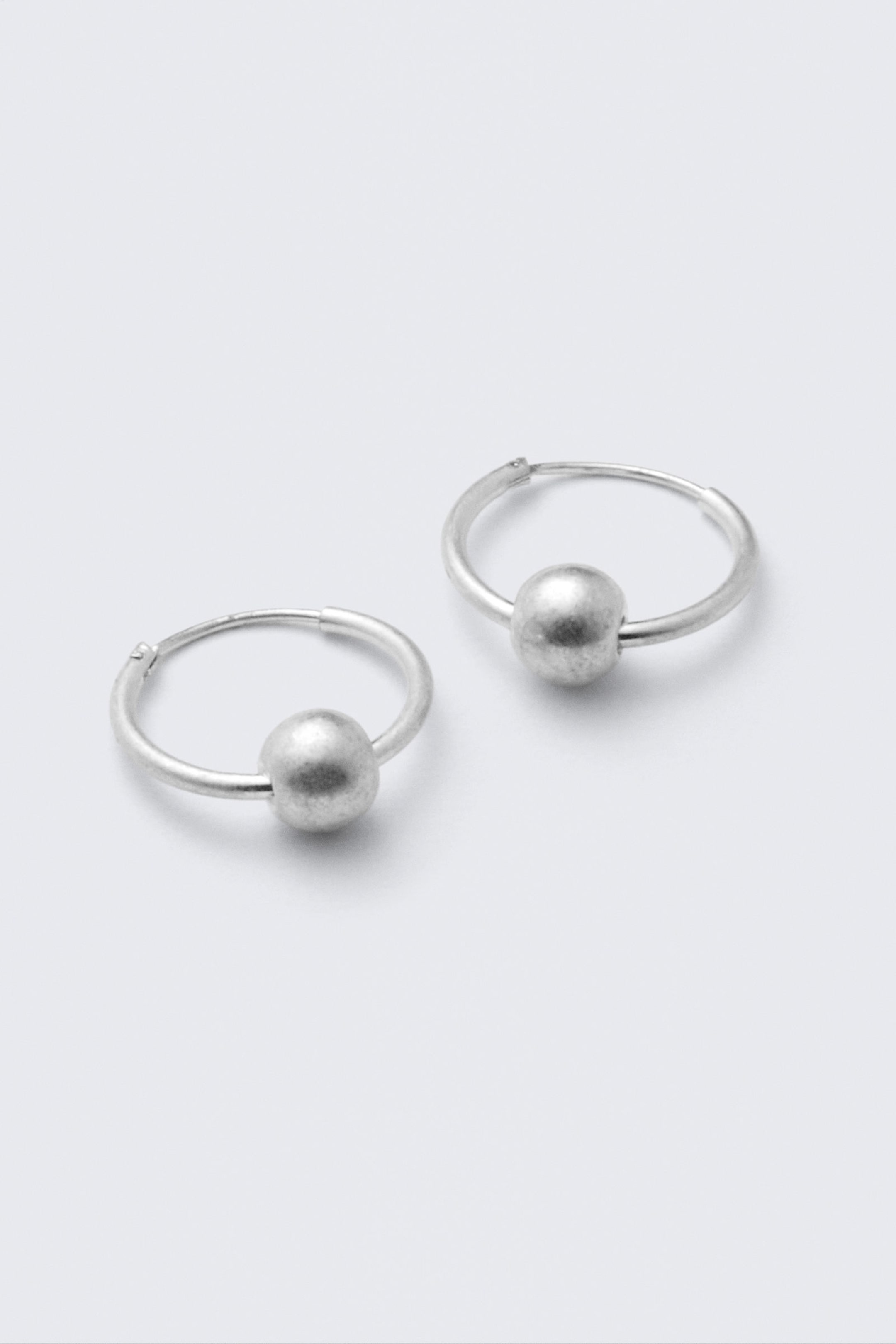 Silver - Silver-Plated Beaded Hoop Earrings - 4