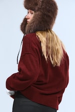 Dark Red Melange - Relaxed Knitted Sweater - 3