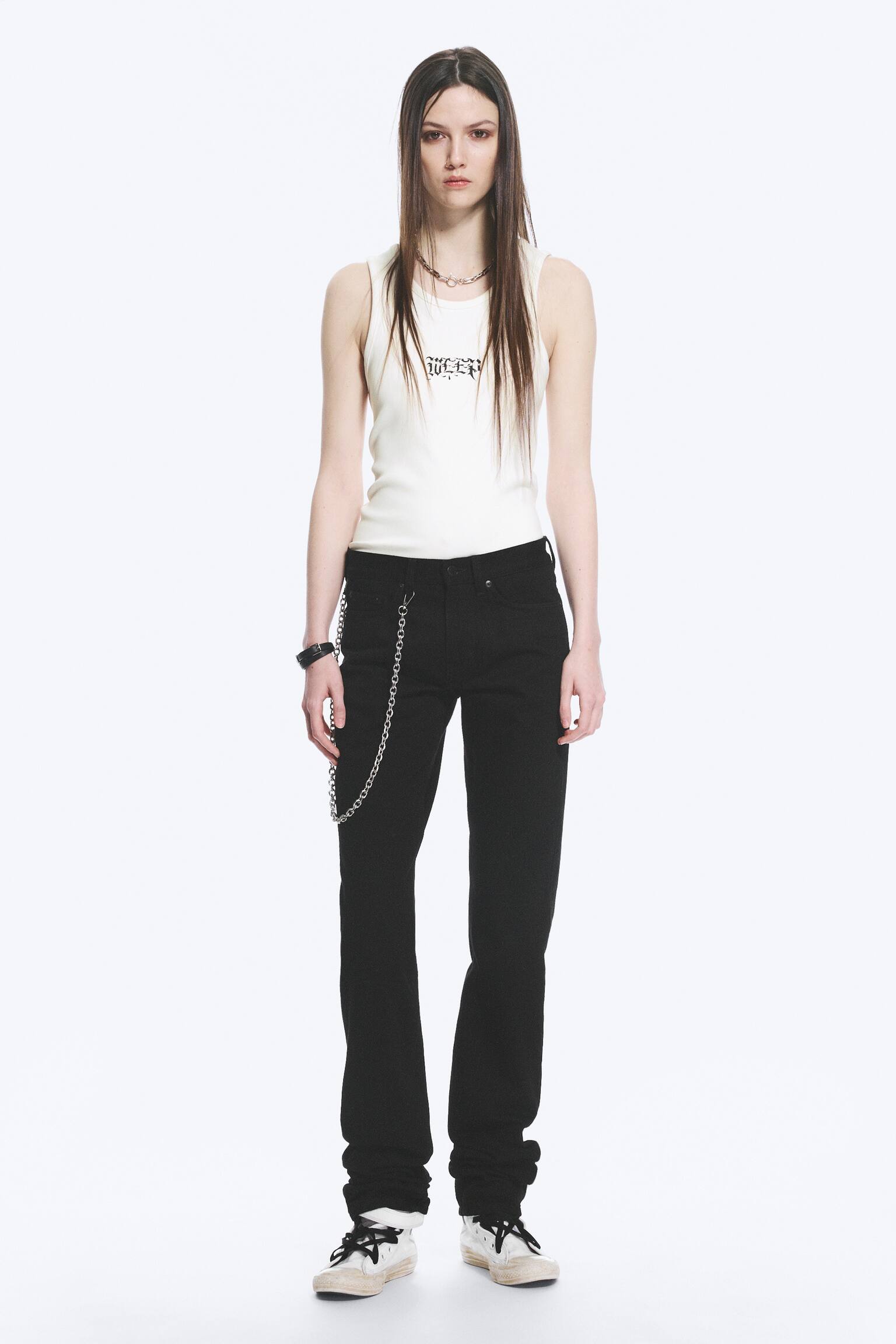 Yungblud Τζιν Με Χαμηλή Μέση, Στενή Και Ίσια Γραμμή-Μαύρο - 7