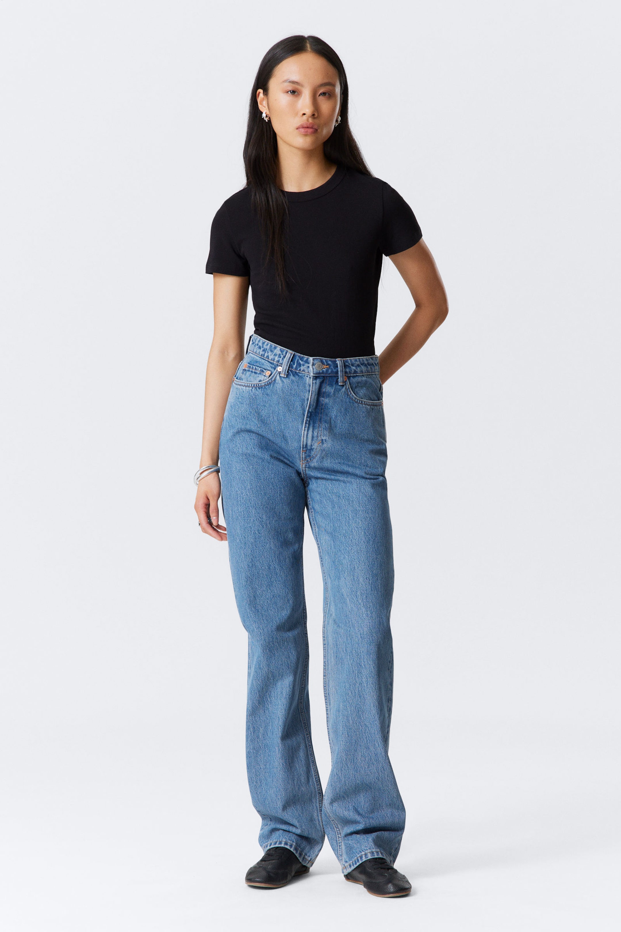 #79829D - Rowe Super High Waisted Regular Straight Leg Jeans - 1