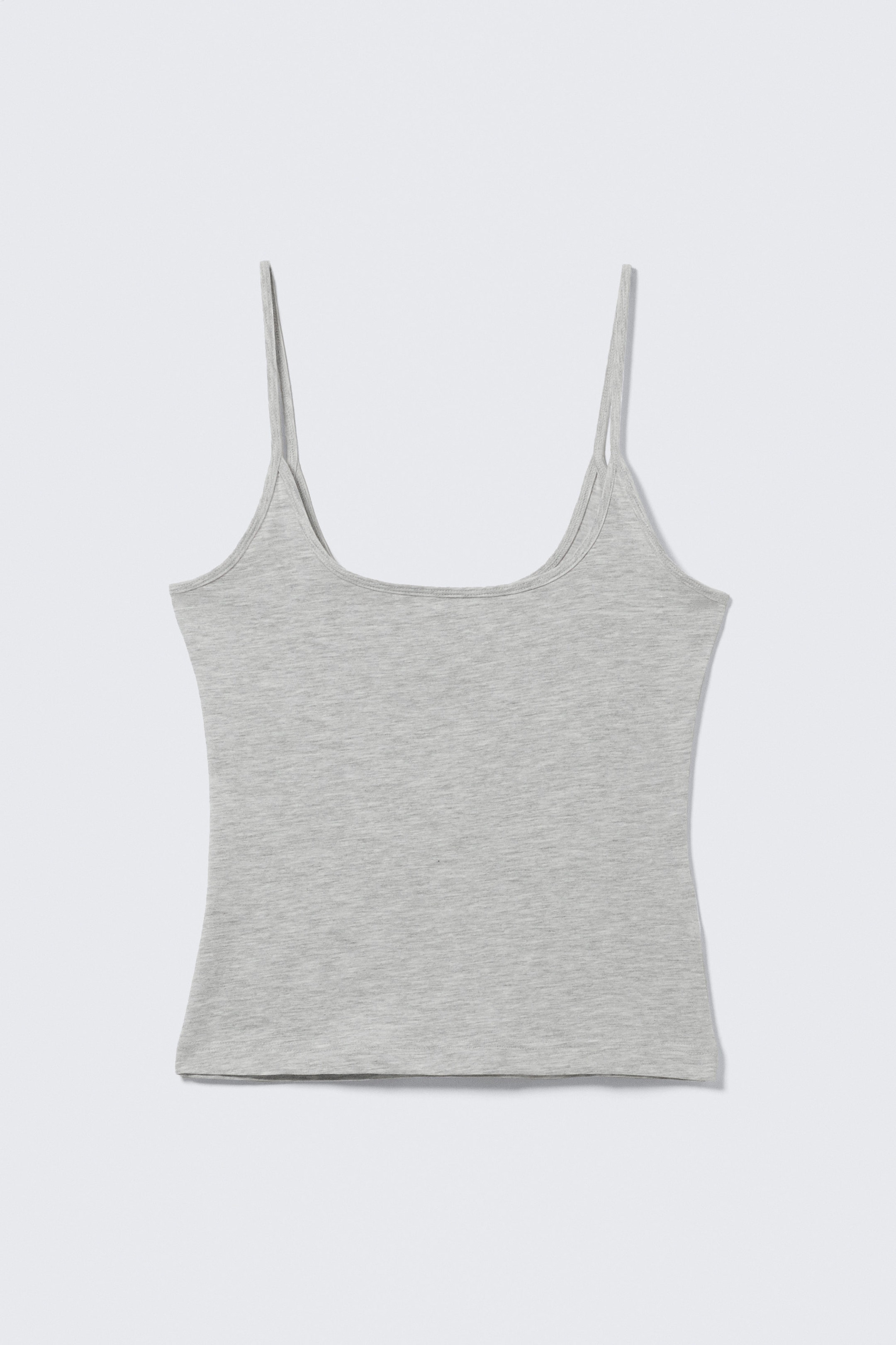 Grey Melange - Slim Strap Tank Top - 3