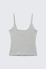 Grey Melange - Slim Strap Tank Top - 3