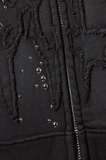 Washed Studded Black - Slim Studded Graphic Zip Hoodie - 5