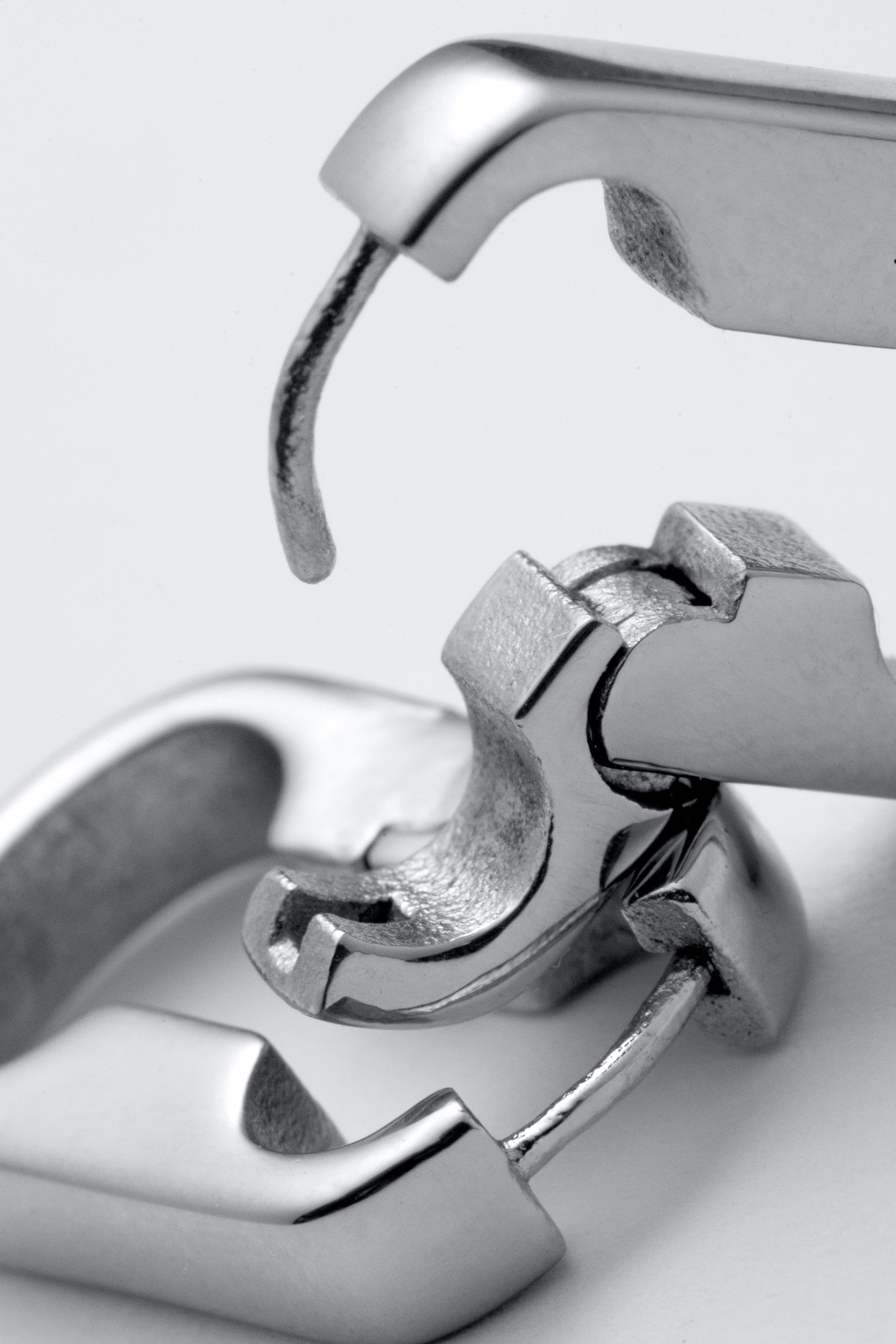 Silver - Kedjelänk-hoop-örhängen i stål - 2